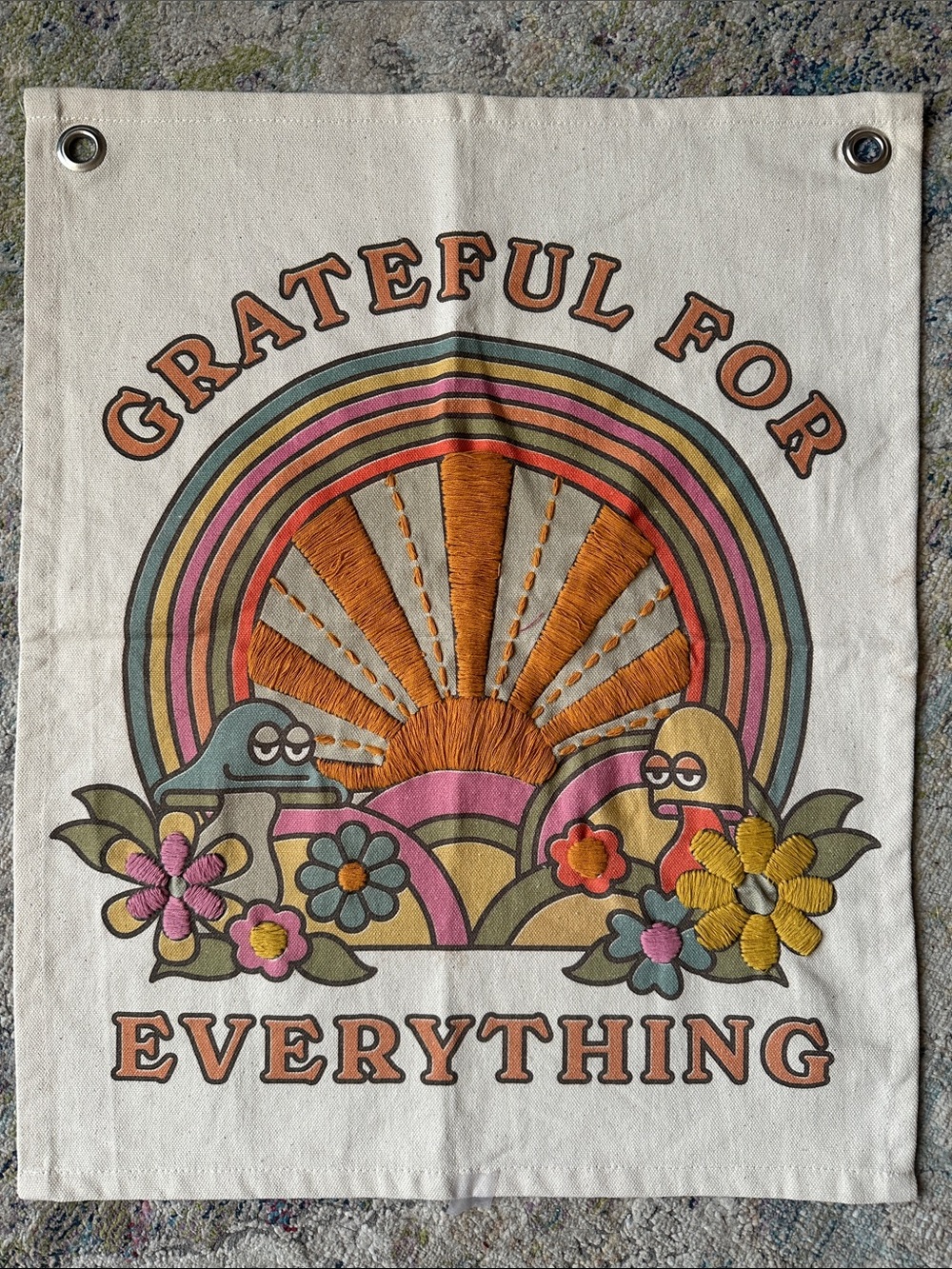 Grateful For Everything Retro Sunburst Wall Tapestry - Urban Outfitters